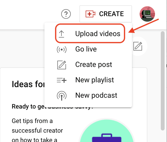 upload video option