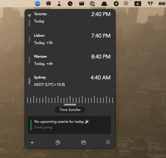 a screenshot of clocker app on mac desktop