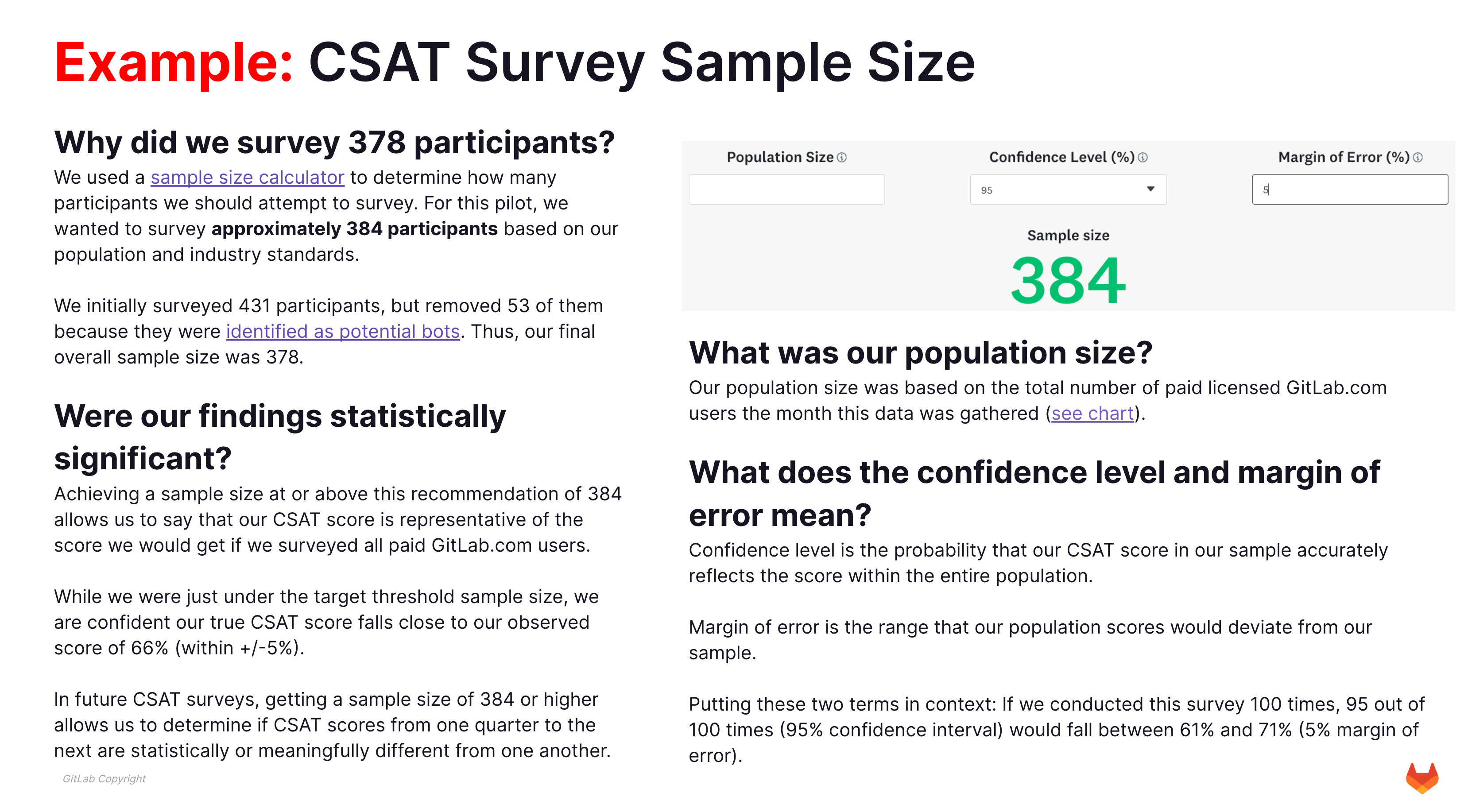 Example slide reporting sample size
