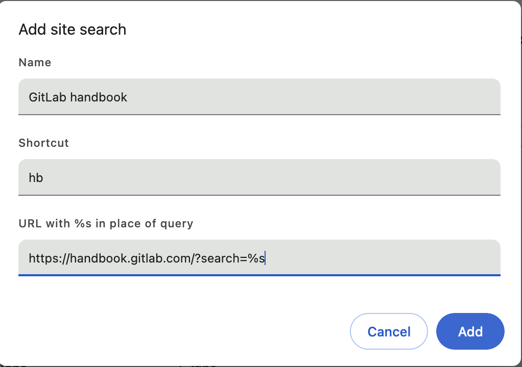 Enter search engine details