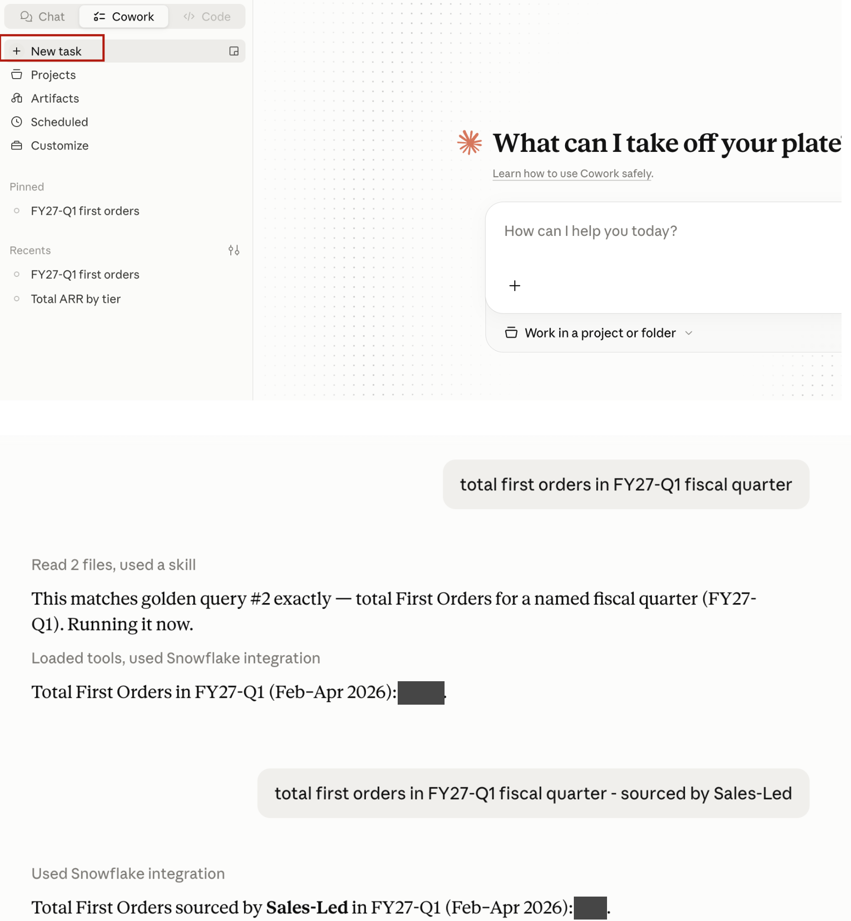 Example answer to a First Orders question, with figures redacted