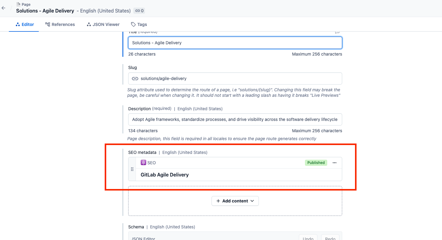 How to link SEO metadata to page