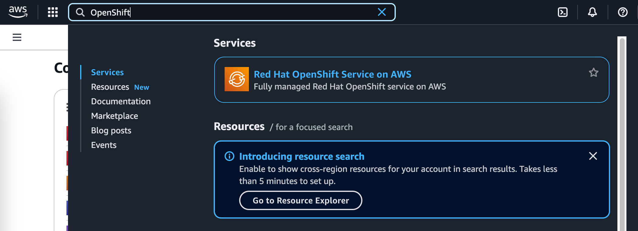 openshift-service-on-aws-search-results