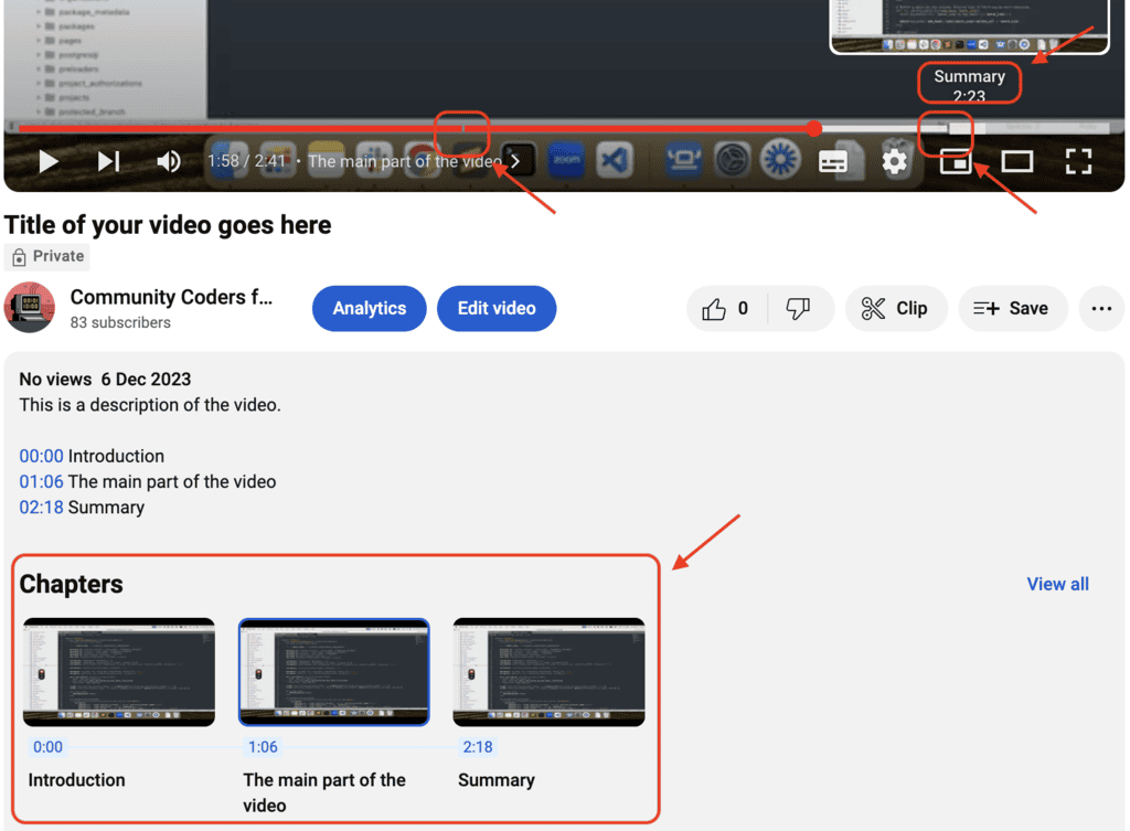 chapters on published video
