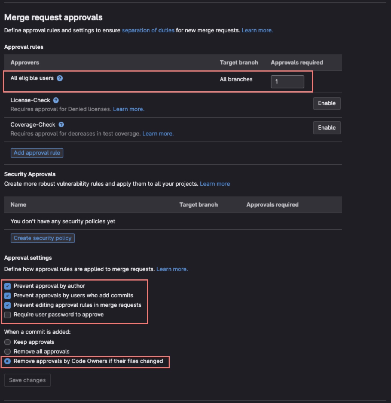 Example 2 of MR Approval Rules configured WITH Code Owners Example 2 of MR Approval Rules configured WITH Code Owners