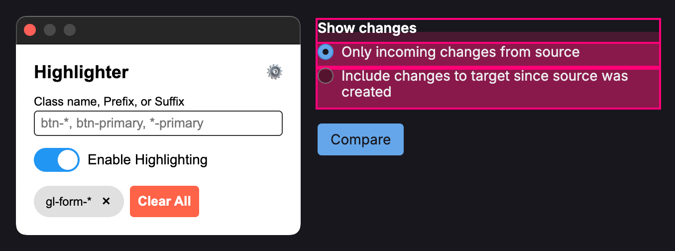 Highlighter extension and highlighted element