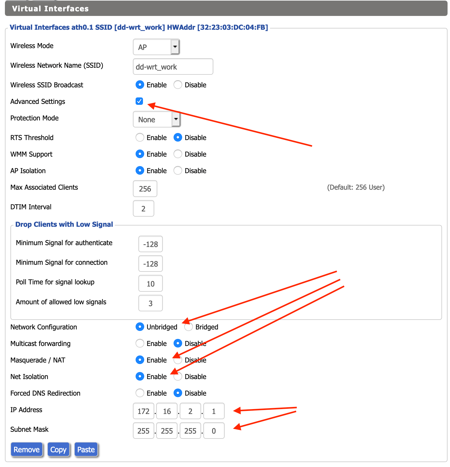 advanced WiFi settings