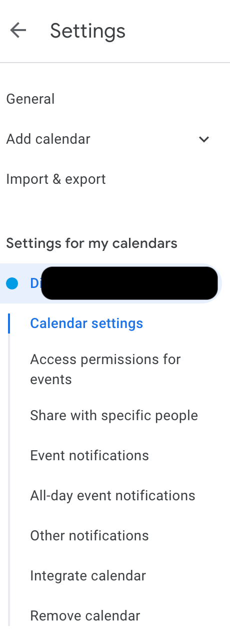 Google Calendar Settings