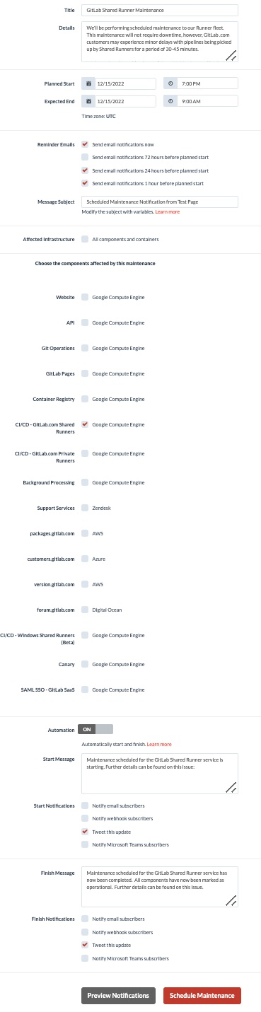 Maintenance Details