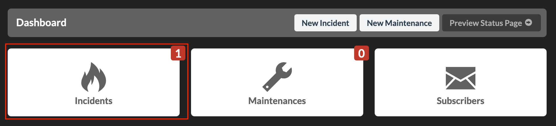 Active incident dashboard icon