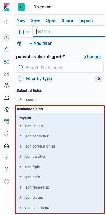 Viewing the list of fields