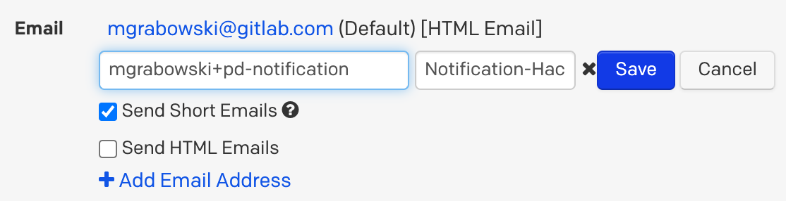 Adding a new notification email target in PagerDuty