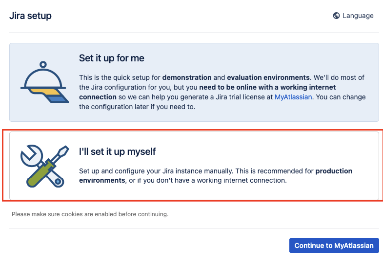 Jira Set It Up Myself Screenshot