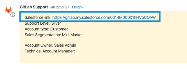 Salesforce ID in Zendesk ticket note