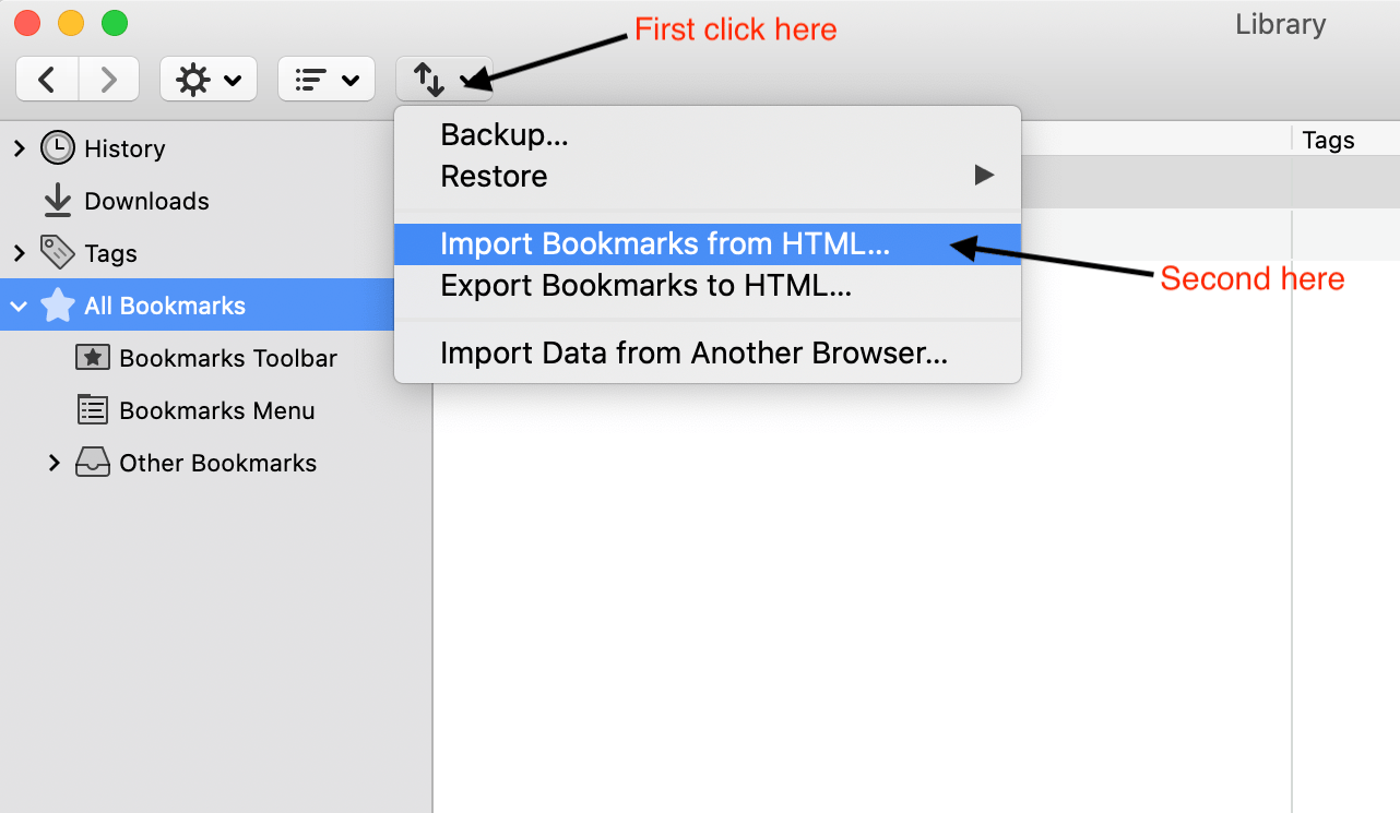 Firefox Import Bookmark